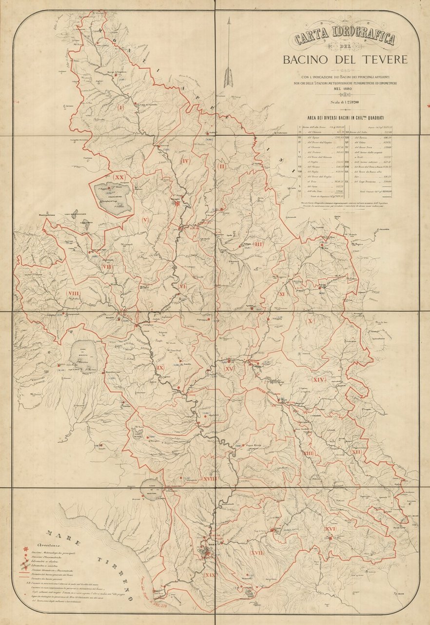 Carta idrografica del bacino del Tevere - con l'indicazione dei …