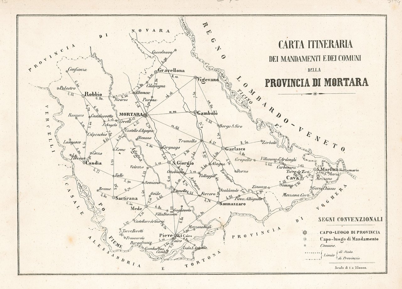 Carta Itineraria . Provincia di Mortara