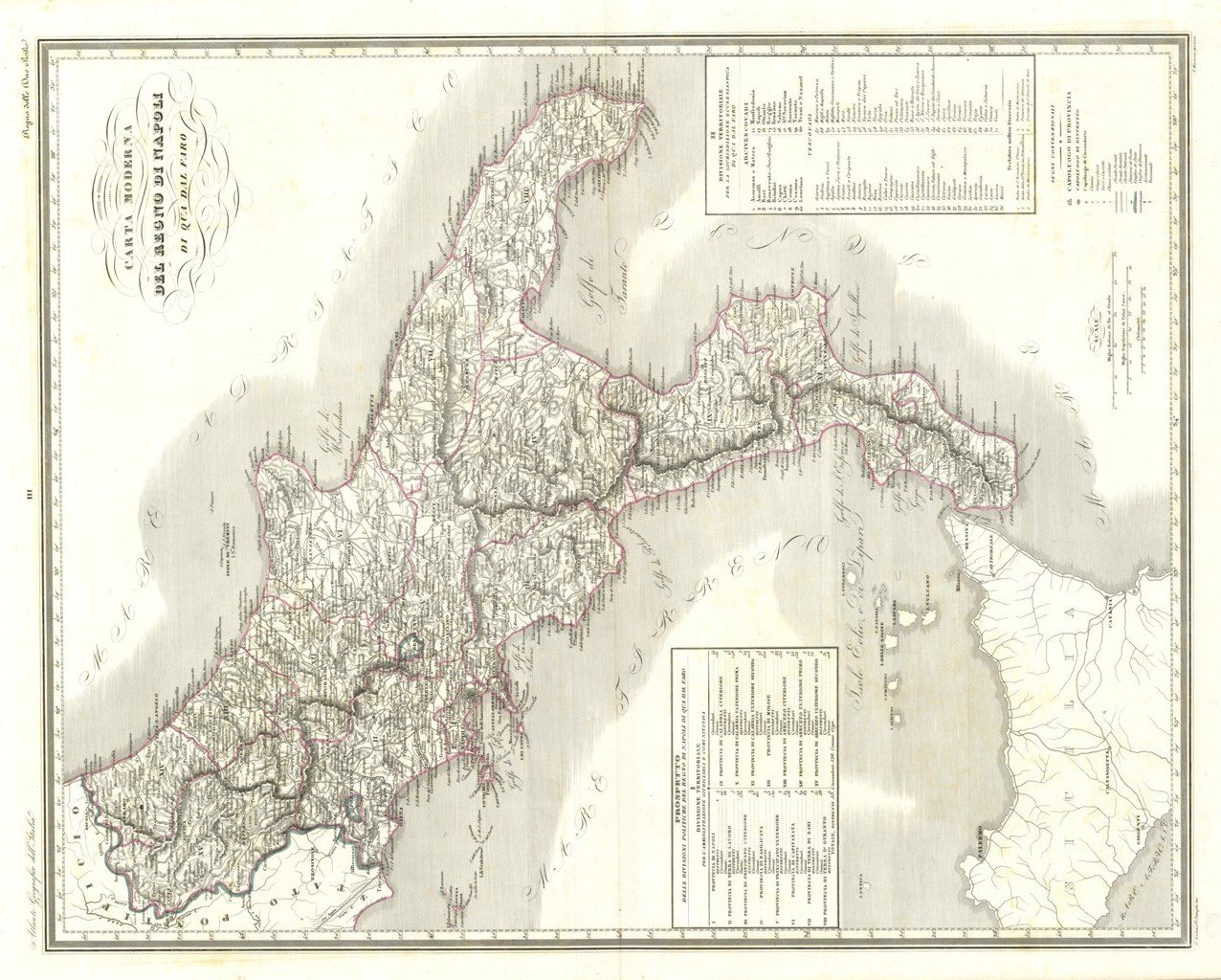 Carta Moderna del Regno di Napoli di quà dal Faro