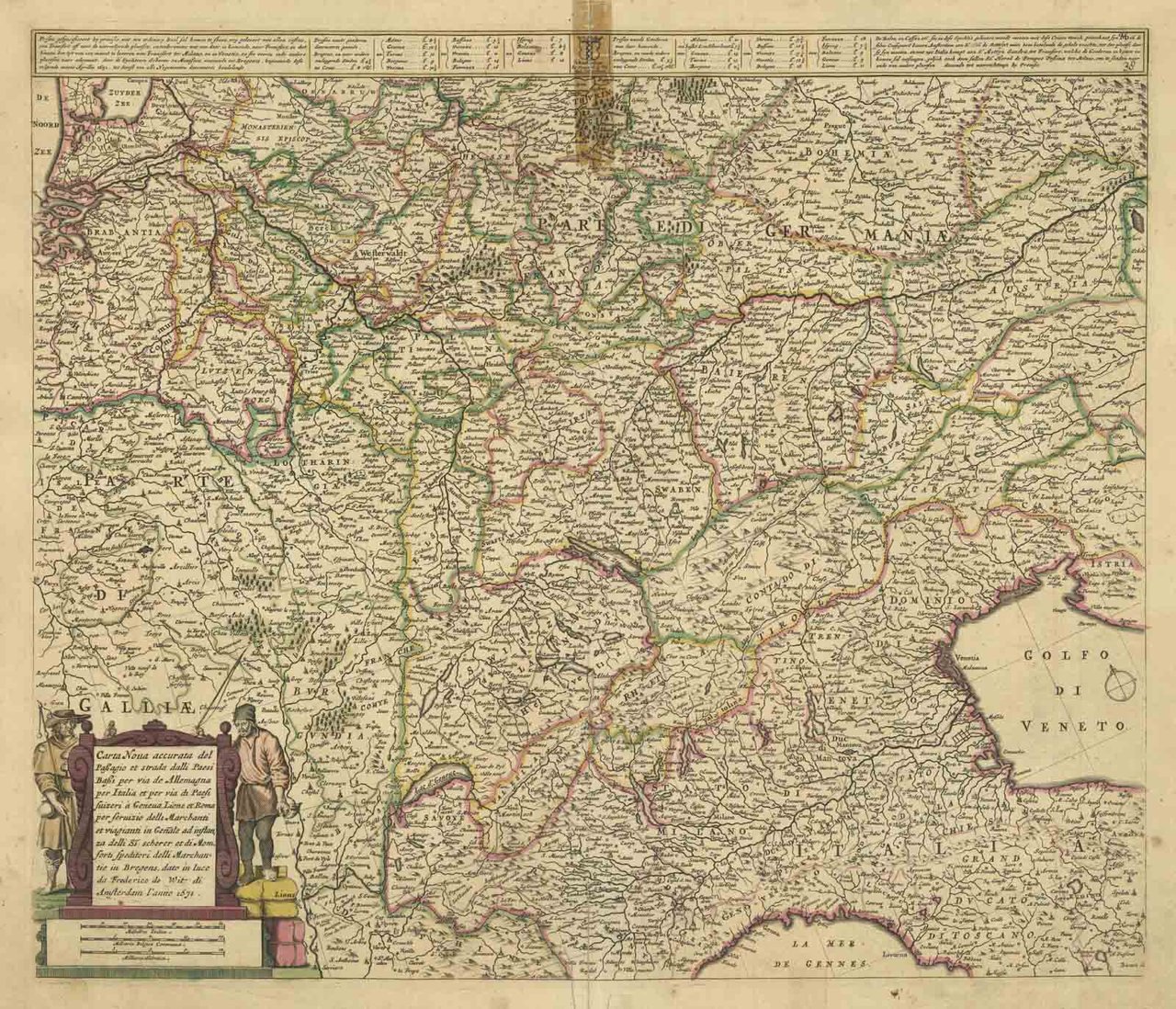 CARTA NOVA ACCURATA DEL PASSAGIO ET STRADA DALLI PAESI BASSI …