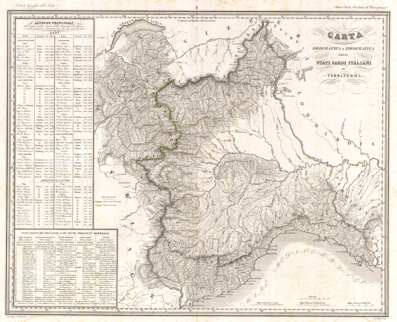 Carta Orografica e Idrografica degli Stati Sardi Italiani di Terraferma