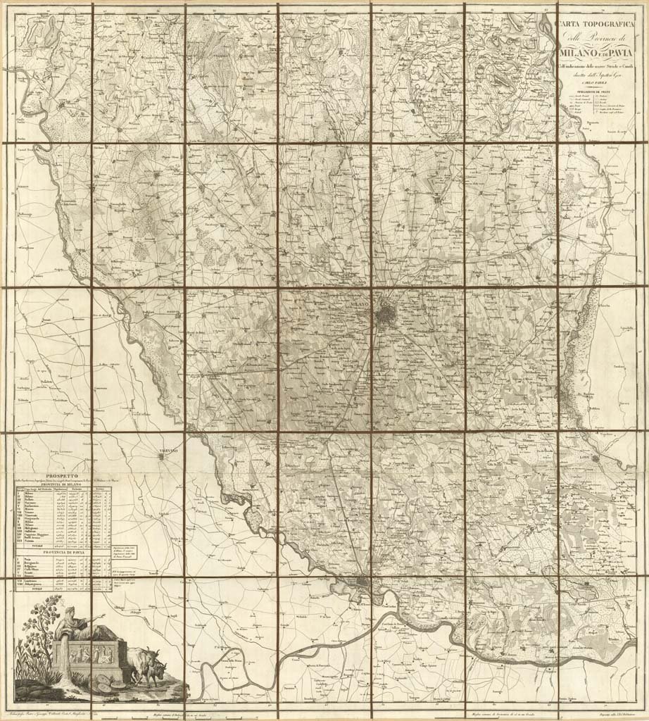 CARTA TOPOGRAFICA DELLE PROVINCIE DI MILANO E DI PAVIA COLL’INDICAZIONE …