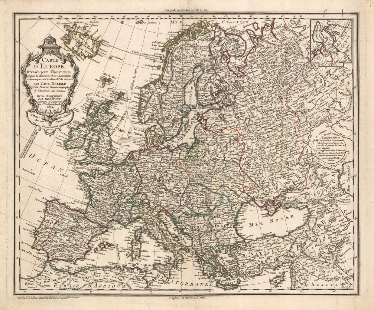 Carte d'Europe dressée pour l'instruction.par Guil. Delisle et Phil. Buache.revue …