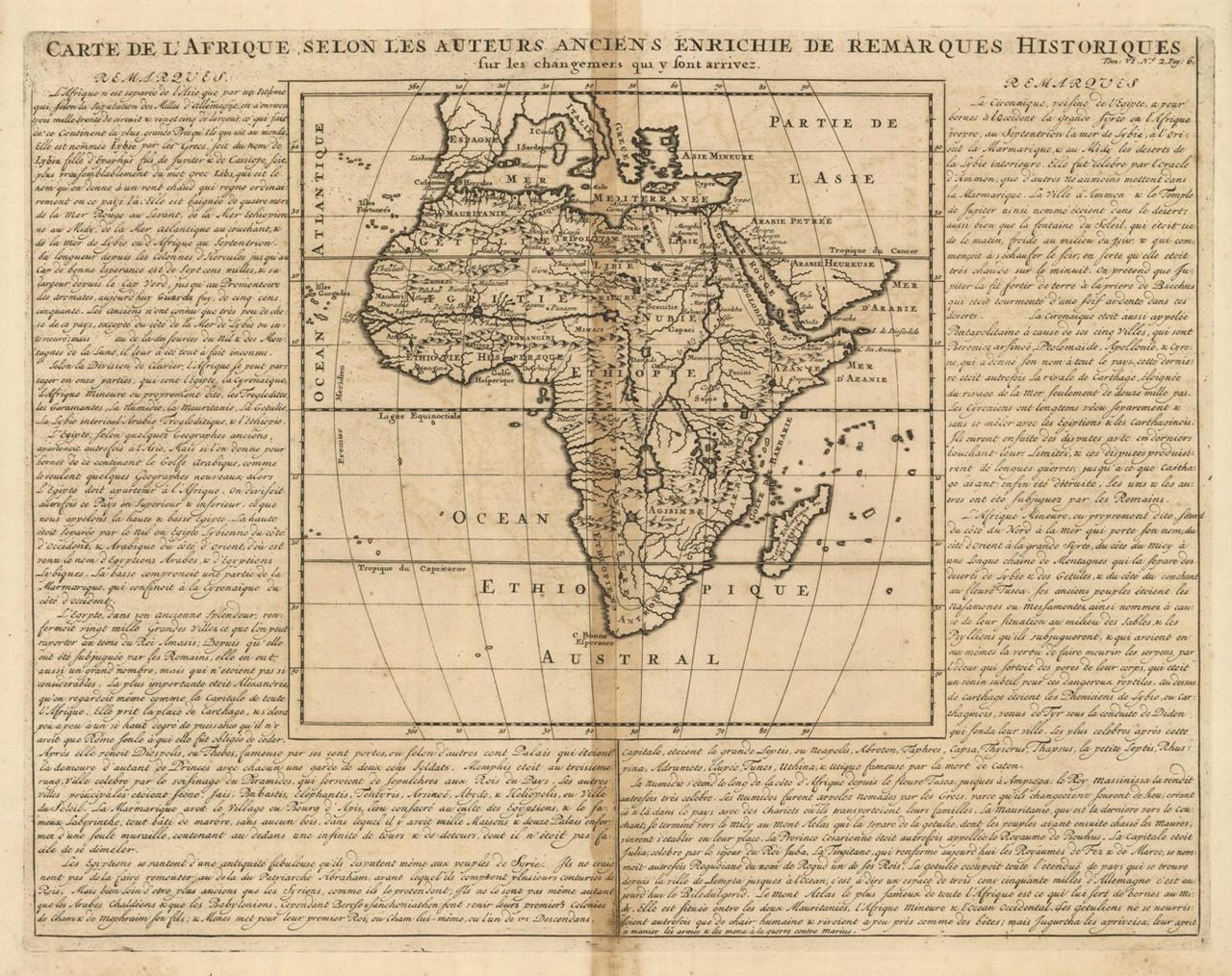 Carte de L'Afrique selon les auteurs Ancienne enrichie de remarques …