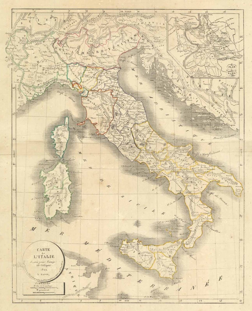 Carte de l’Italie dressée pour l’usage des Collégeau