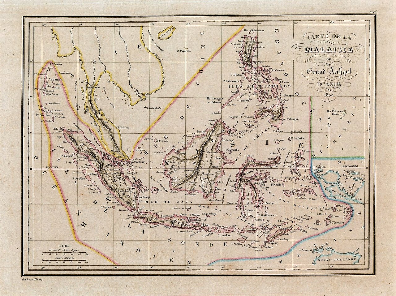 Carte de la Malaisie ou Grand Archipel d'Asie 1835