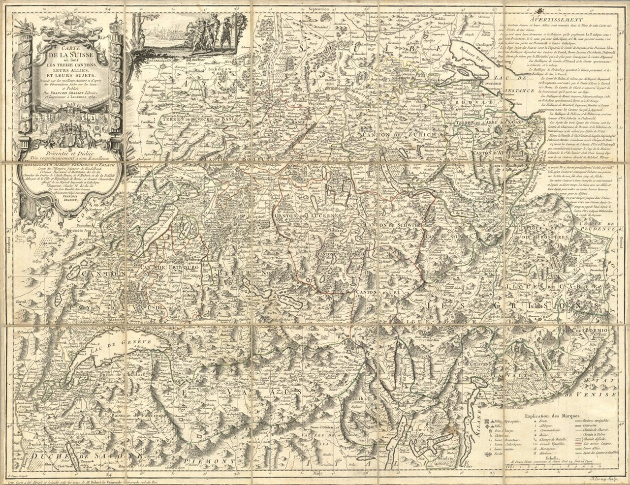 Carte de la Suisse où sont les treize cantons leurs …
