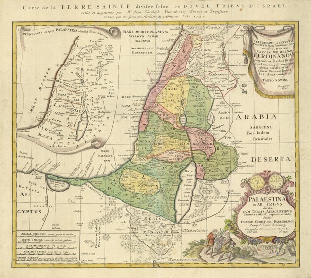 Carte de la Terre Sainte divisée selon les douze tribus …