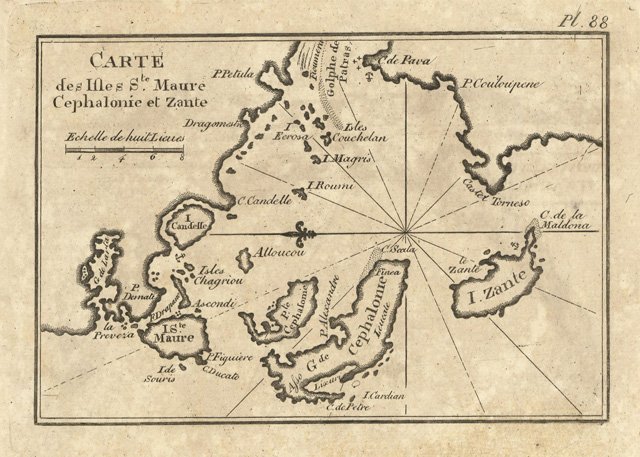 Carte des Isles S.te Maure Cephalonie e Zante