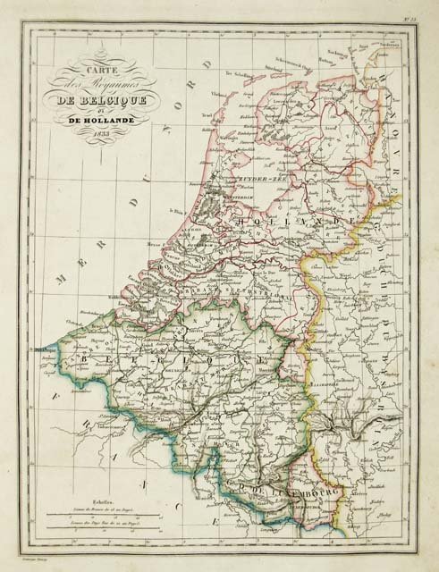 Carte des Royaumes de Belgique et de Hollande 1833