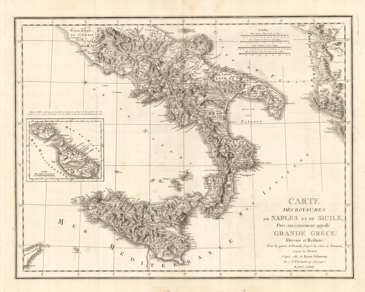 Carte des Royaumes de Naples et de Sicile, Pays anciennement …