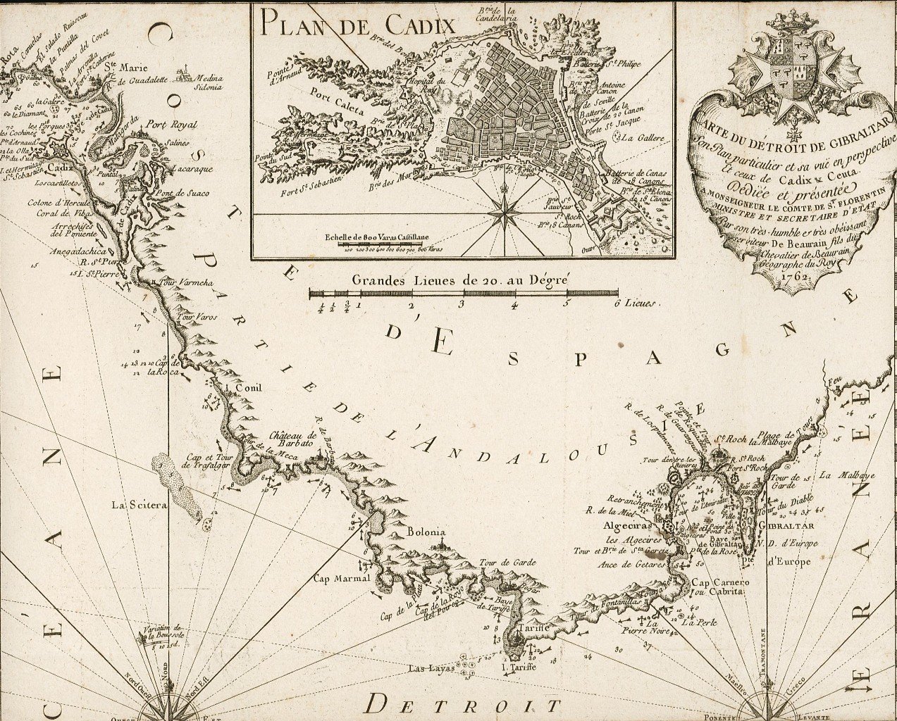Carte du détroit de Gibraltar . - Plan de Cadix