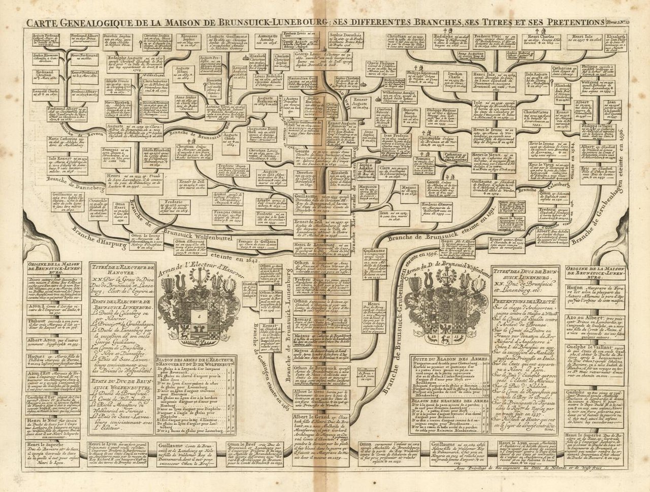 Carte Genealogique de la Maison de Brunsuick-Lunebourg; ses Differentes Branches, …