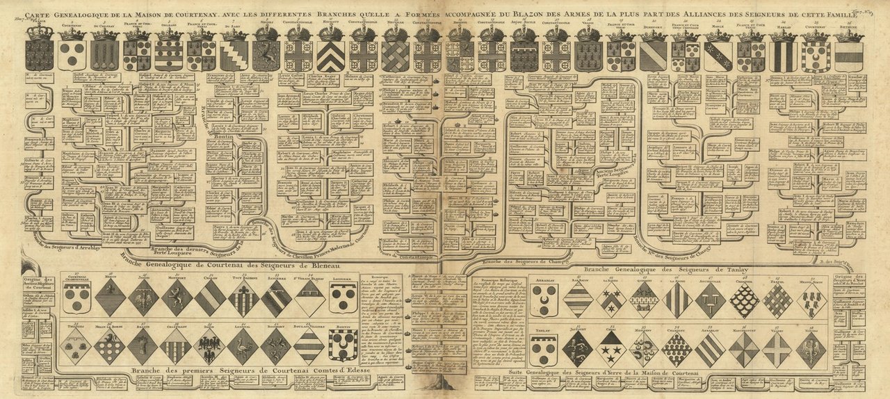 Carte genealogique de la Maison de Courtenay : avec les …