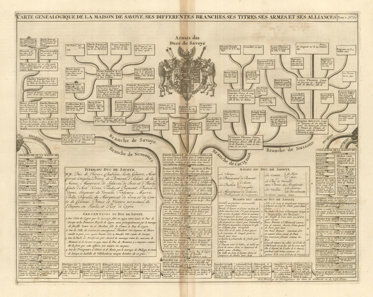 Carte genealogique de la maison de Savoye, ses differentes branches, …