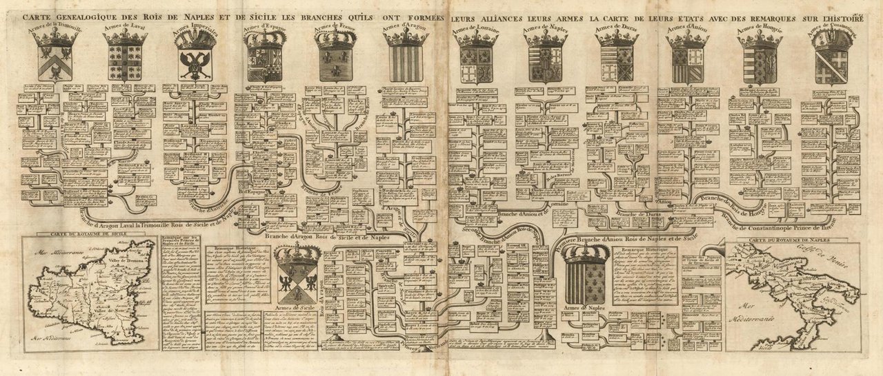 Carte Genealogique Des Seconds Rois De Naples et de Sicile, …
