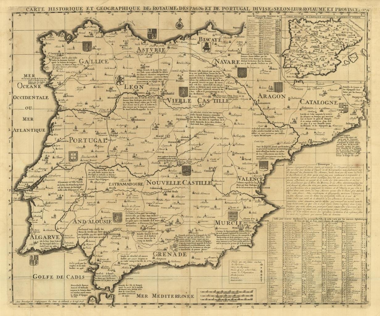 Carte historique et géographique des royaumes d'Espagne et de Portugal …