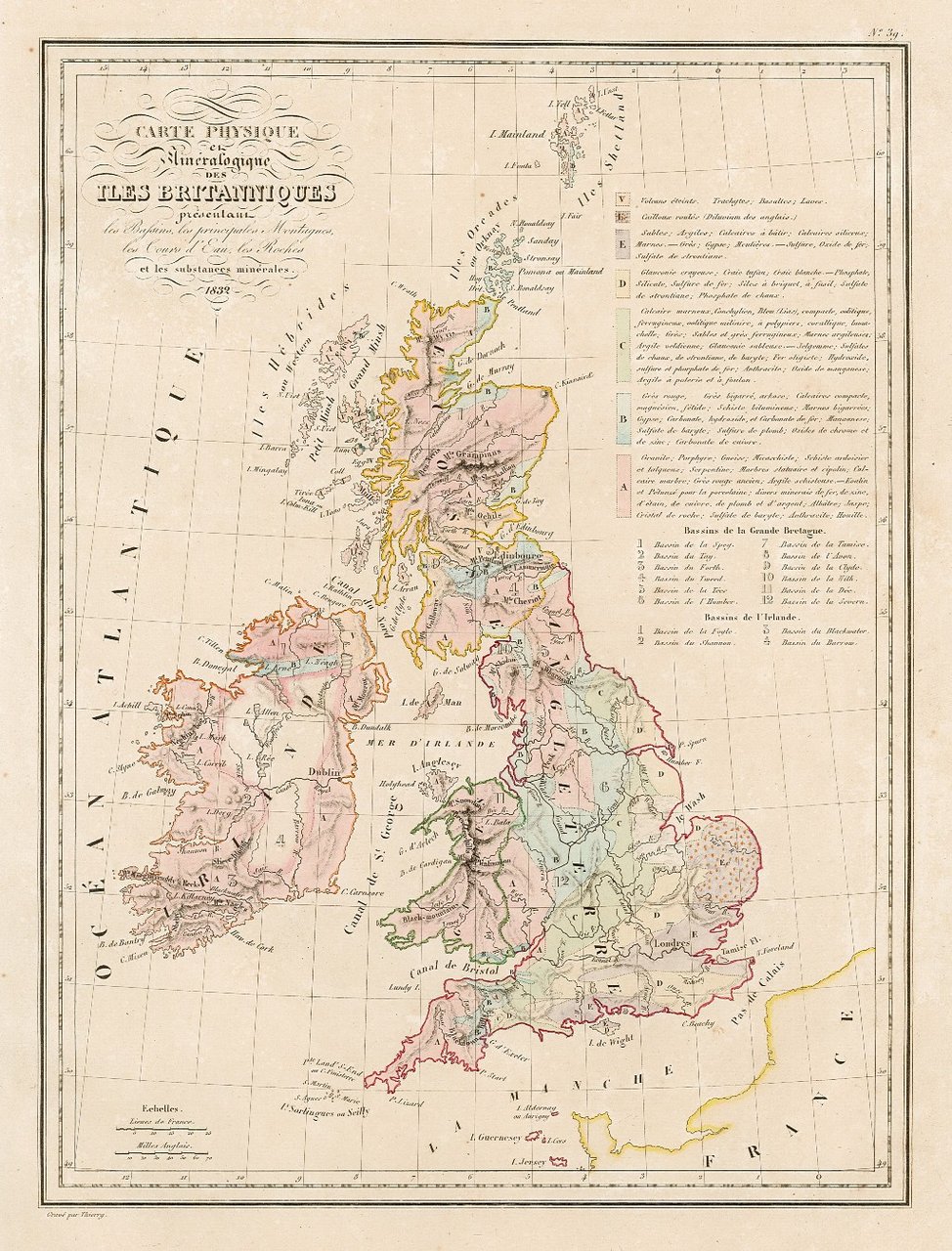 Carte phisique et Minéralogique des Iles Britanniques .