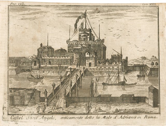 Castel-Sant'Angelo, anticamente detto la Mole d'Adriano in Roma.