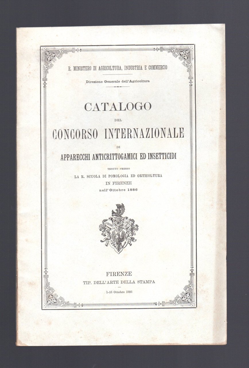 Catalogo Concorso Internazionale di apparecchi anticrittogamici ed insetticidi