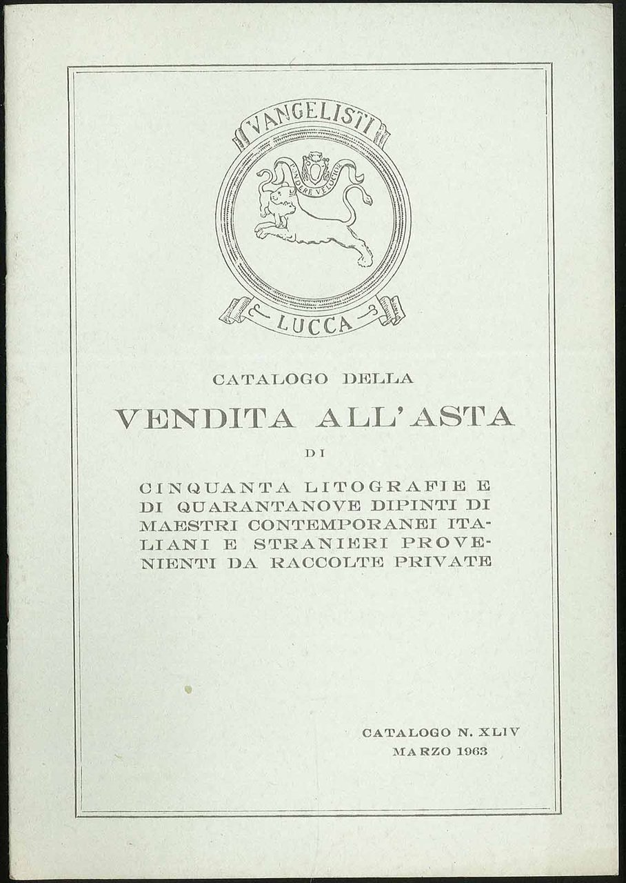 Catalogo della vendita all'asta