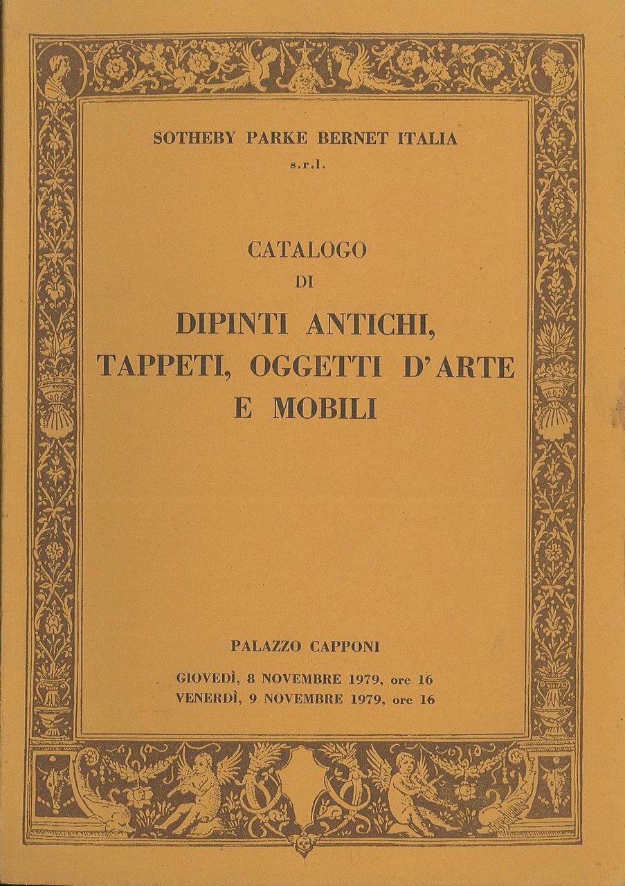 Catalogo di dipinti antichi, tappeti, oggetti d'arte e mobili