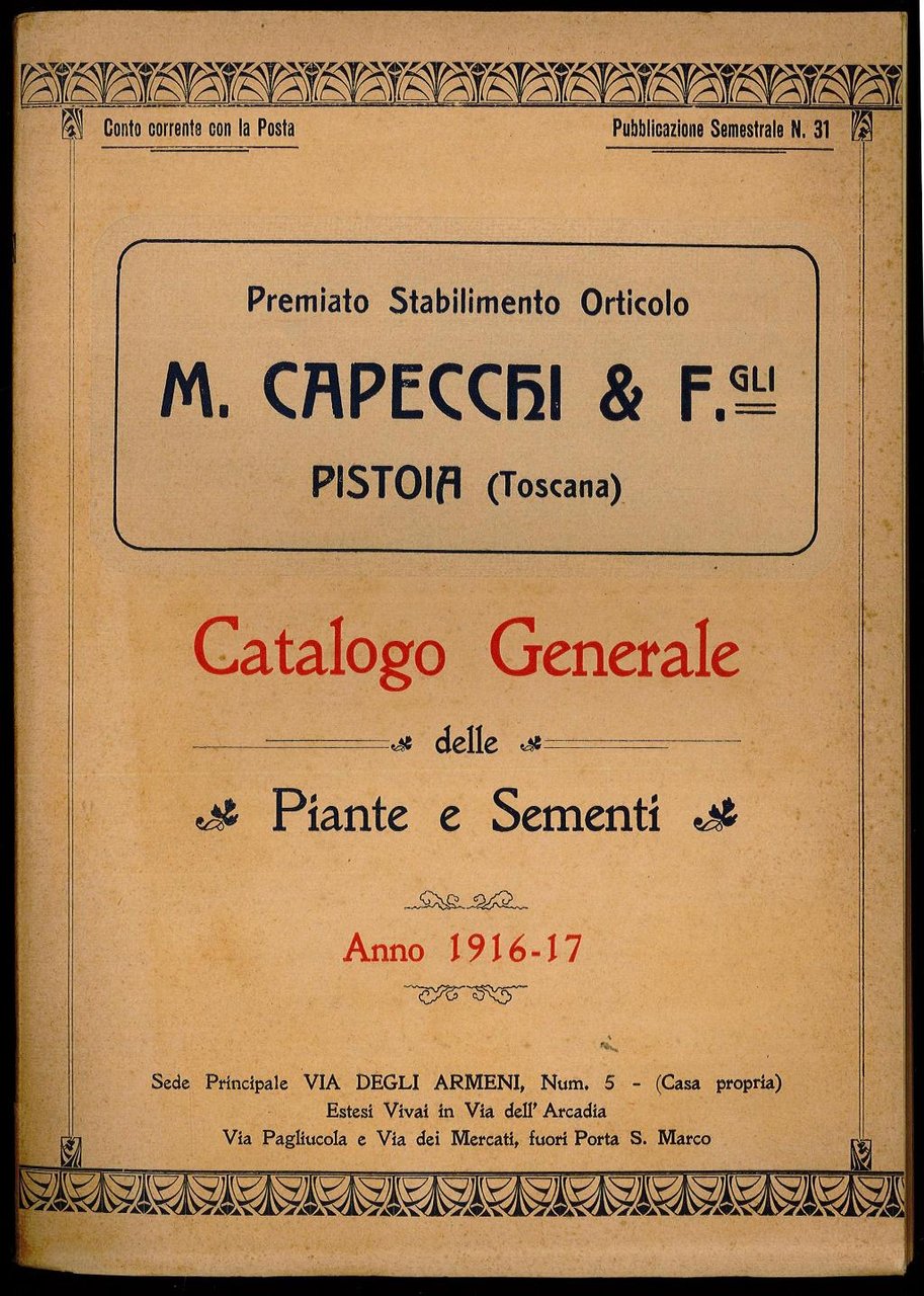 Catalogo Generale delle Piante e Sementi - Anno 1916-17