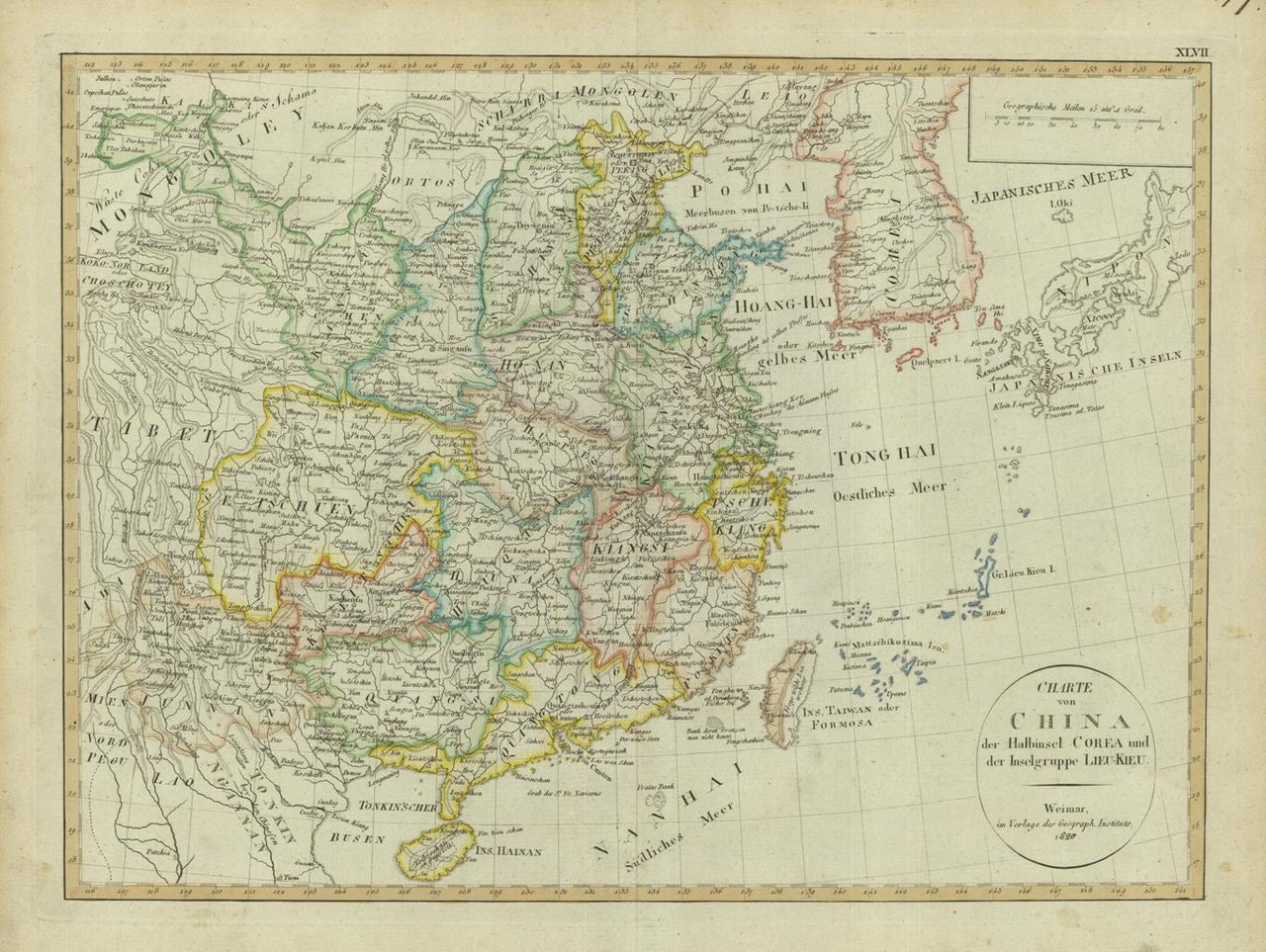 Charte von China der Halbinsel Corea und der Inselgruppe Lieu-Kieu