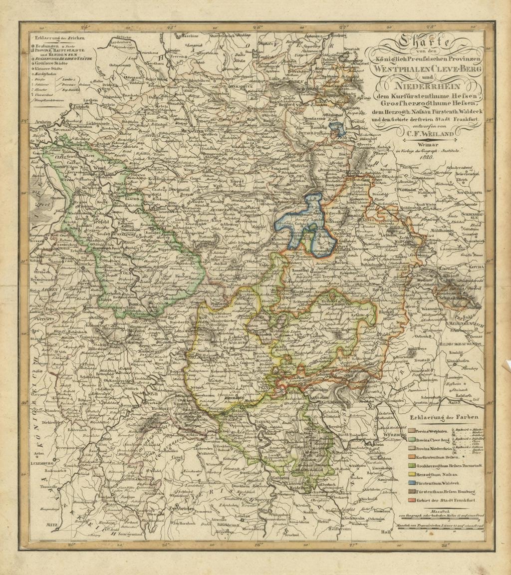 Charte von den Koniglich Preussischen Provinzen Westphalen Cleve Berg und …