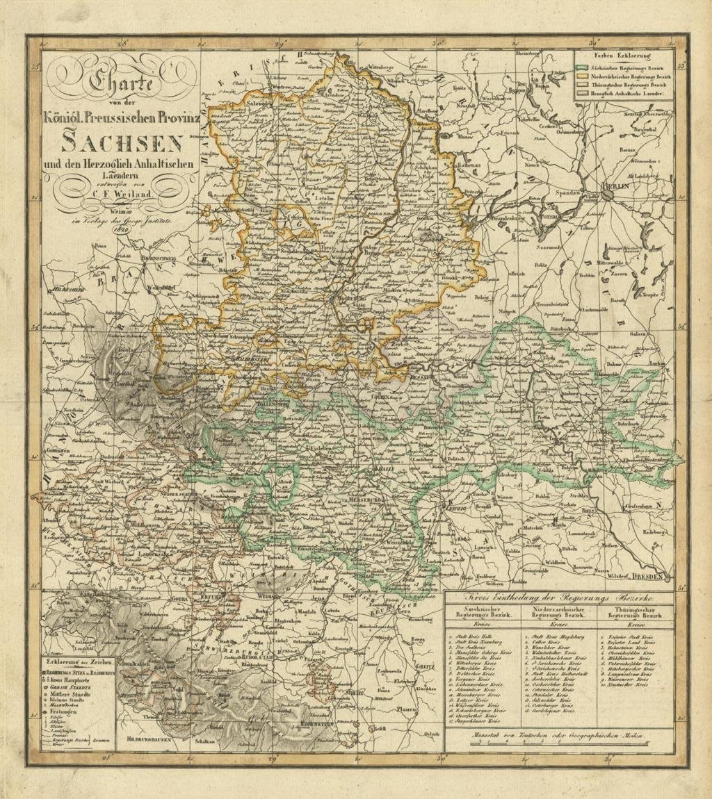 Charte von der Koniol Preussischen Provinz Sachsen und den Herzoglich …