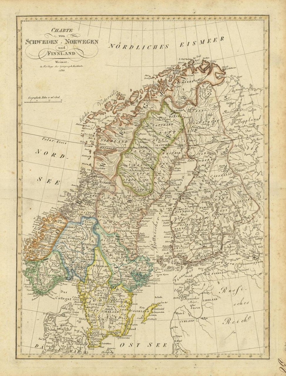 Charte von Schweden Norwegen und Finnland