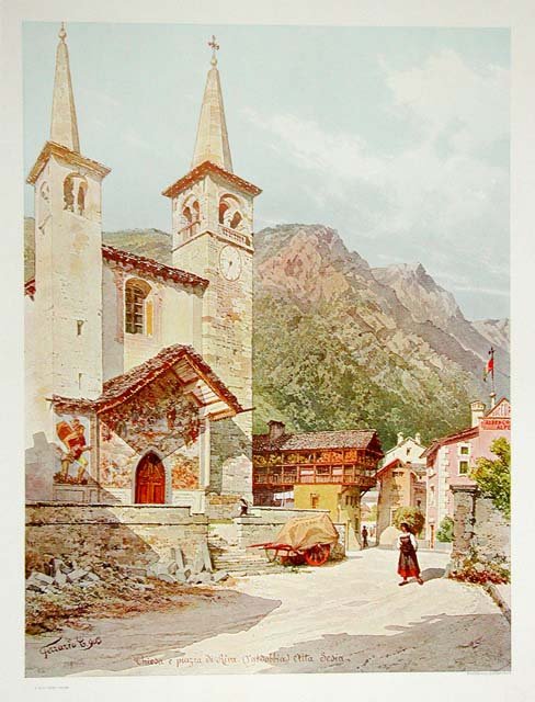 Chiesa e piazza di Riva. (Valdobbia) Alta Sesia