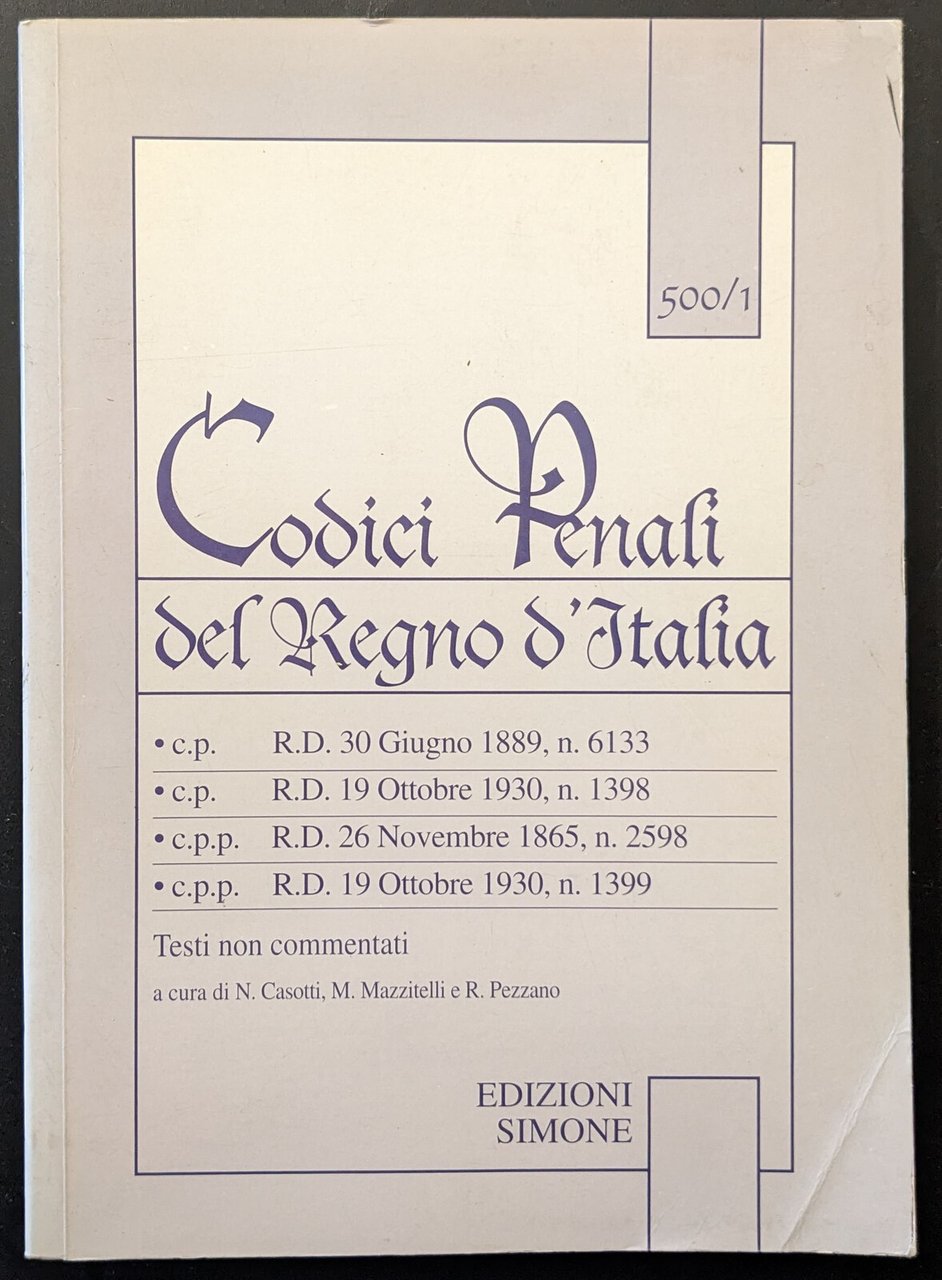 Codici penali del Regno d'Italia | Immagine principale