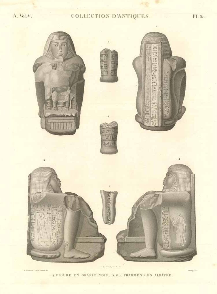 Collection d'antiques - Figure en granit noir - Fragmens en …