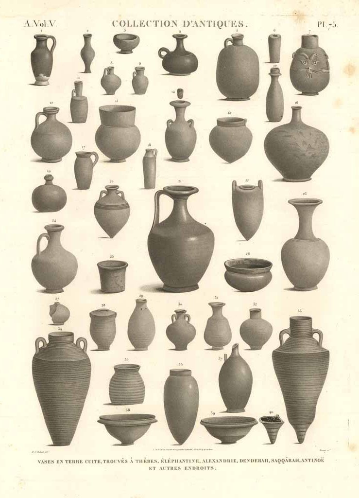 Collection d'antiques - Vases en terre cuite, trouvés à Thèbes, …