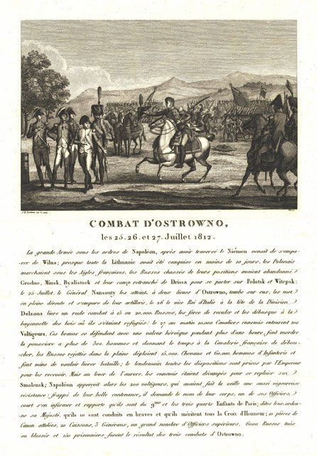 Combat d’Ostrowno le 25, 26, et 27 Juillet 1812