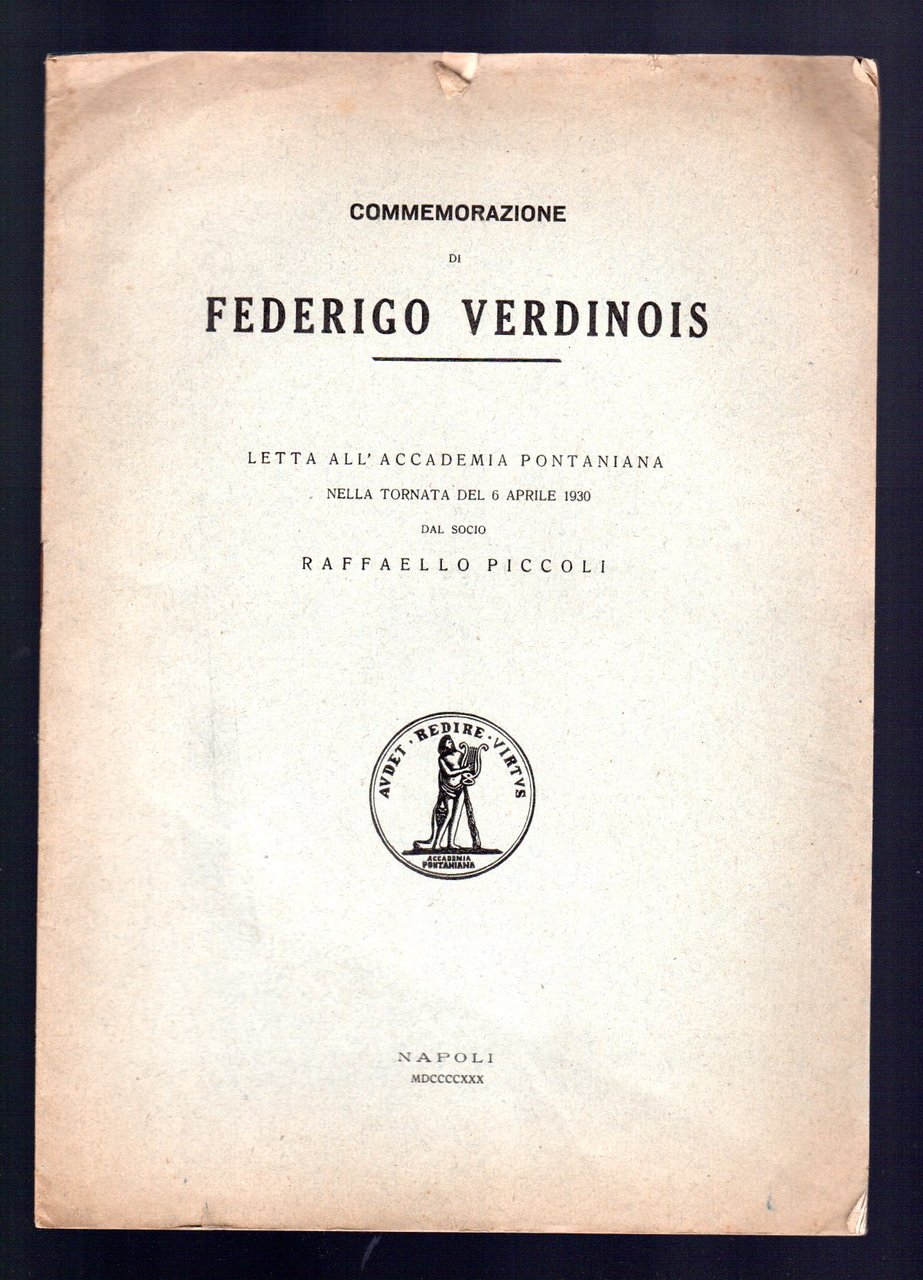 Commemorazione di Federico Verdinois 6 aprile 1930