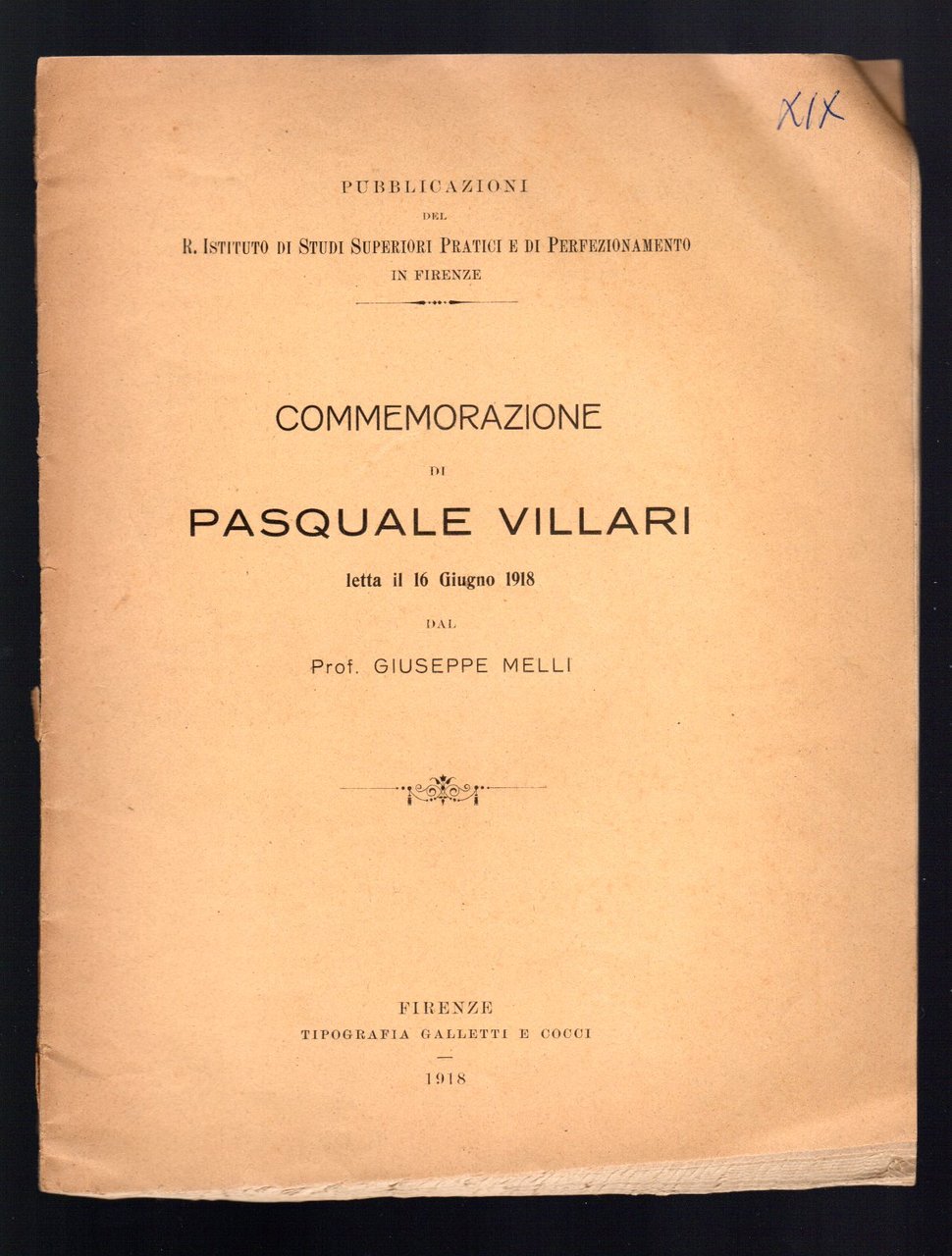 Commemorazione di Pasquale Villari letta il 16 giugno 1918