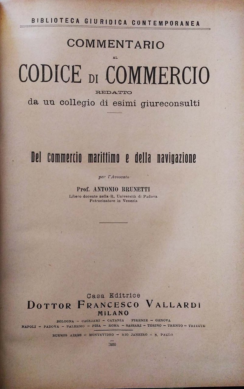 Commentario al Codice di Commercio del commercio marittimo e della …