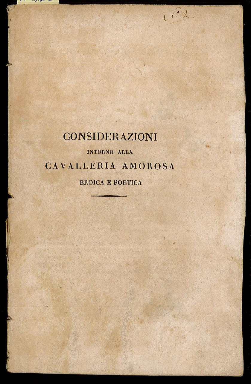 Considerazioni intorno alla cavalleria amorosa eroica e poetica