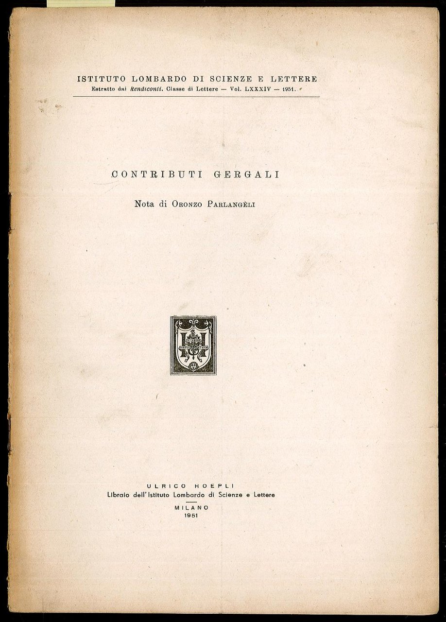 Contributi Gergali nota di Oronzo Perlangeli