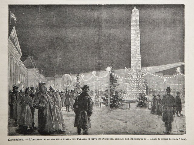 Copenaghen.- L’obelisco innalzato sulla piazza del Palazzo di città in …