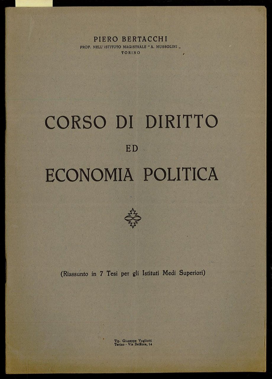 Corso di diritto ed economia politica