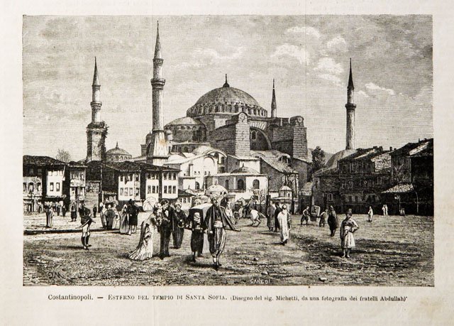 Costantinopoli.- Esterno del tempio di Santa Sofia