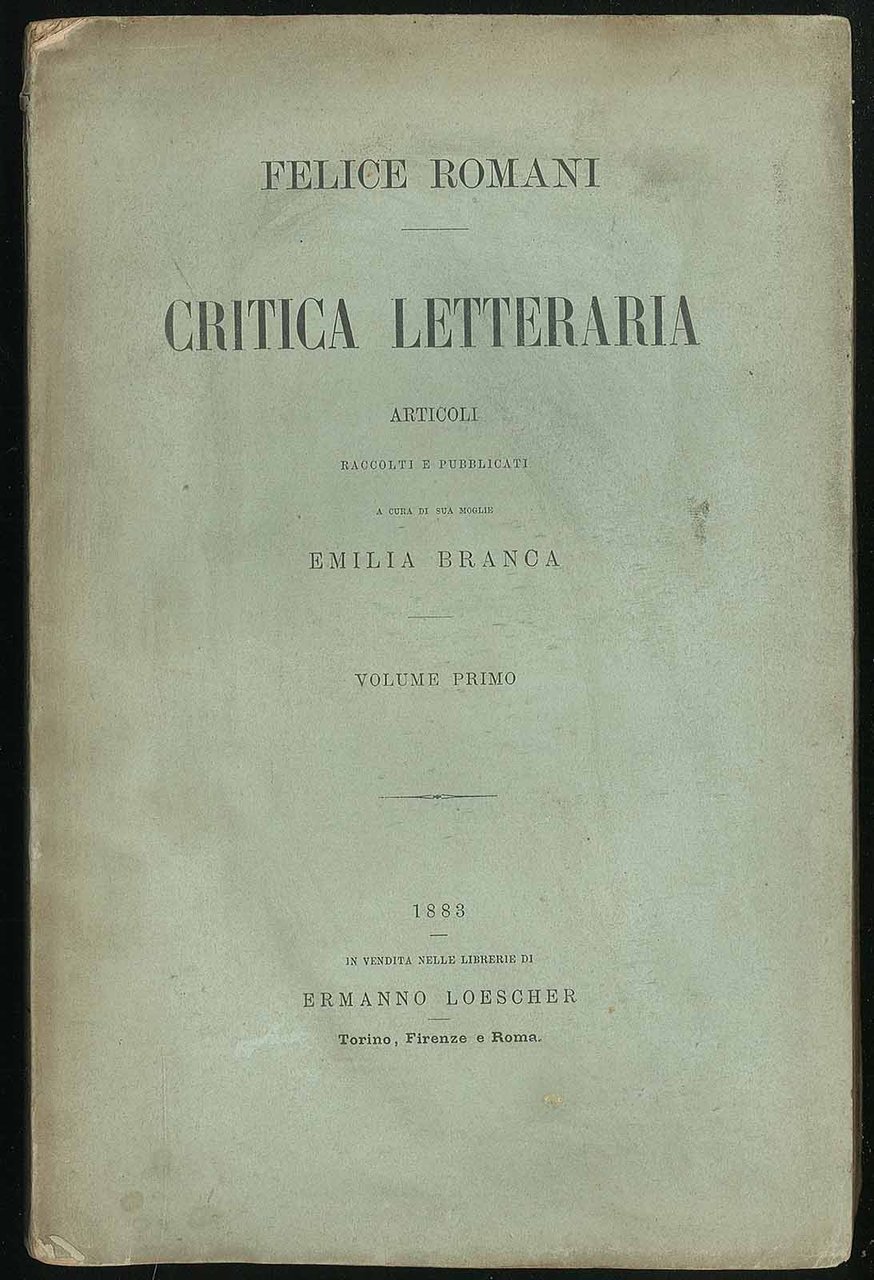 Critica letteraria, Volume I