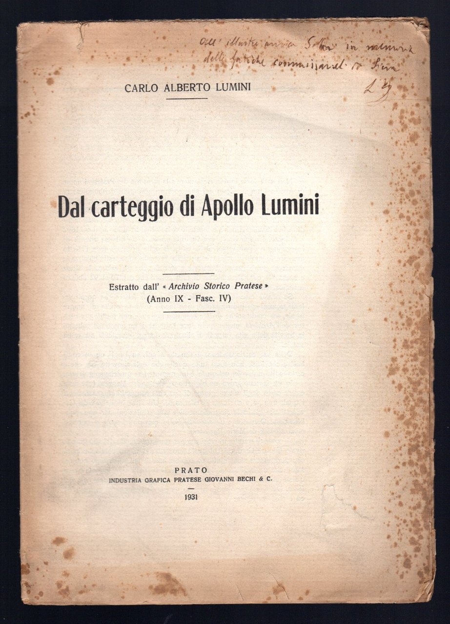 Dal carteggio di Apollo Lumini