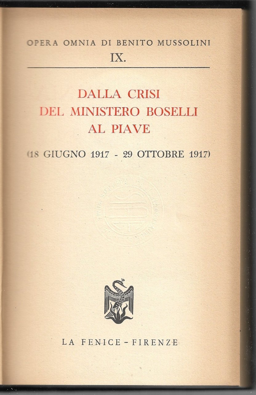 Dalla crisi del ministero Boselli al Piave (18 Giugno 1917-29 …