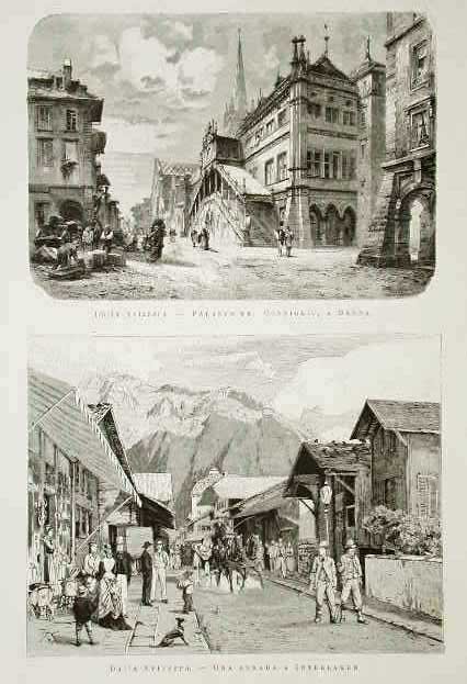 Dalla Svizzera.- Palazzo del Consiglio a Berna / Una strada … | Immagine principale