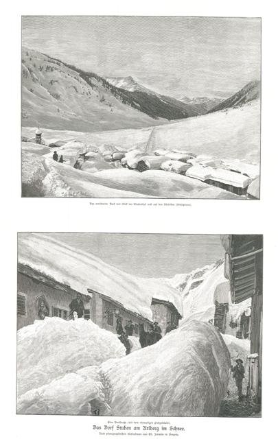 Das Dorf Stuben am Arlberg in Schnee