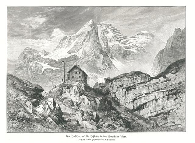 Das Hochthor und die Hetzhutte in den Ennsthaler Alpen